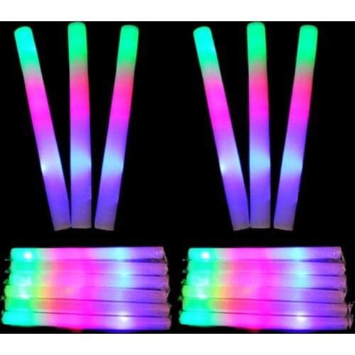 New Multi Color LED Foam Stick Light Up Wands Cheer Batons Rally Rave Kids Party