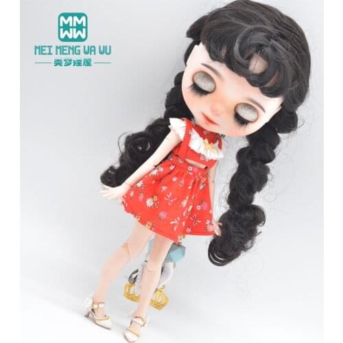 Clothes for doll fits Blyth Azone toy 1/8 BJD doll accessories Fashion Strawberry Bib Set Girls gift