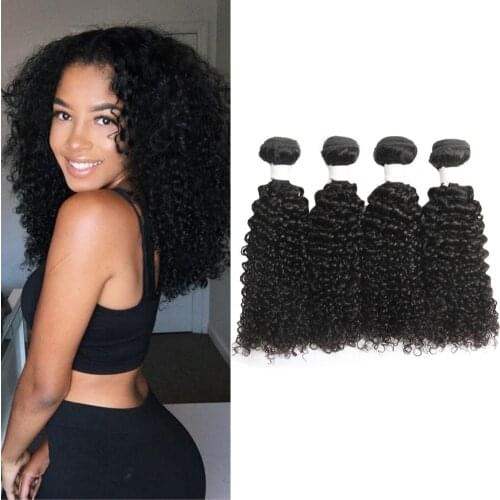 WIGENIUS Hair Official Store Brazilian Human Hair Weft Kinky Curly Weave Natural Color 4pc/lot Remy Hair Bundle 100% Can be Dyed
