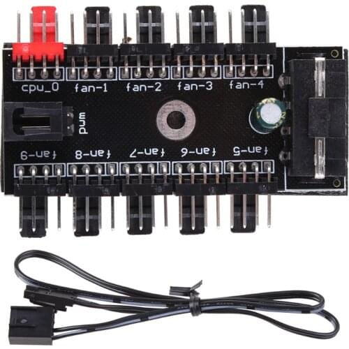 OOTDTY EVA Double-sided IDE Molex 1 To 10 Way PWM Cooling Fan Hub 4-Pin 12V Power Socket PCB Adapter
