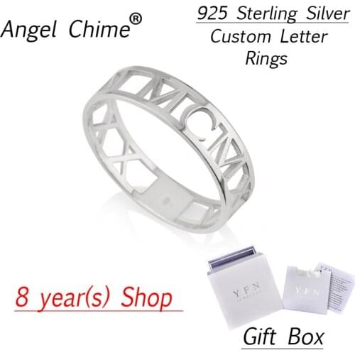 Angle Chime Personalized Custom Letter Name Rings Real 925 Sterling Silver