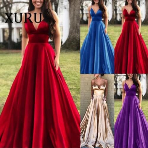 XURU European and American Womens Dress Summer New Style Dress Sexy V-neck Suspender Dress