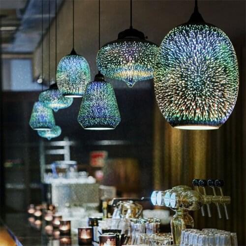 Nordic Design Modern LED Pendant Lamp 3D Color Glass Hanging Light Fixtures Dining Room Pendant Lights Decor Home Lighting