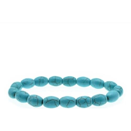 Popular Handmade Weave Green Turquoises Stone Beads Stretchy Bracelet Ethnic Style Jewelry