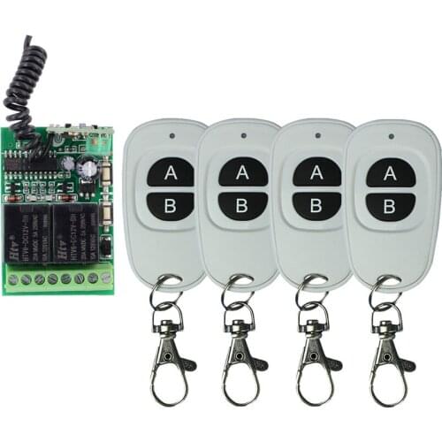 RF 433Mhz DC 12V 2CH Independent Relay Wireless Remote Control Switch White Transmitter Mini Receiver Light Switch