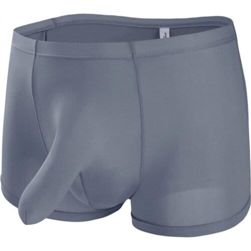 Sexy Mens Underwear Ice Silk Breathable Elephant Trunk Underpants Boxers Shorts Mens Solid Color Low Waist Boxer Briefs Panties