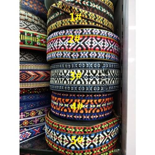Wide 5cm 10yards/lot Polyester Woven Jacquard Ribbon Geometric pattern for clothing accessory YS-3841