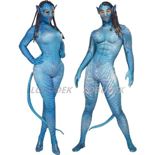 Printing blue Jumpsuit Male Female Cosplay Costumes Halloween Party Role Performance Stage Costume Bar Party Show Dance Tights