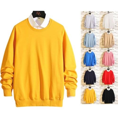 Fashion Loose Sweatshirt Men Streetwear Long Sleeve Pullover Hoodies Clothes 2021 Autumn Spring Hip Hop Cotton Yellow Khaki Red