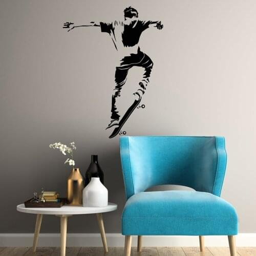 Skateboarder Vinyl Wall Decal Teenager Room Sports Teen Art Stickers Mural wall decoration room decor aesthetic 2342