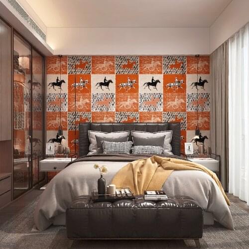 Occident Vintage Non Woven Wallpaper Orange Color Living Room Bedroom Background Wall Paper Home Decoration