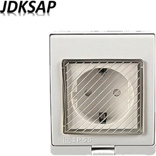 Waterproof Socket IP55 Dustproof Outdoor Wall Power Socket 16A 250V EU/UK/US/Universal Socket Standard Power Socket Grounding