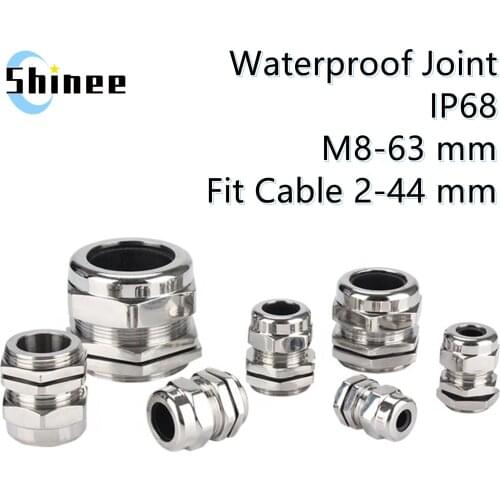 Waterproof Cable Gland Connector IP68 Nickel Plated Brass Metric Cable M8 M10 M12 M14 M16 M18-M36 Fit 18-25mm for 4-8mm Cable