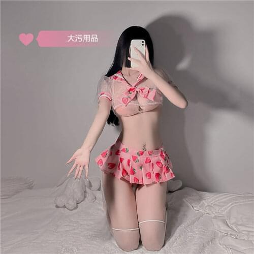 Woman School Uniform Sexy Student Sailor Party Anime Strawberry Cosplay Costume Japanese Kawaii JK Cute Girls Miniskirt Lolita
