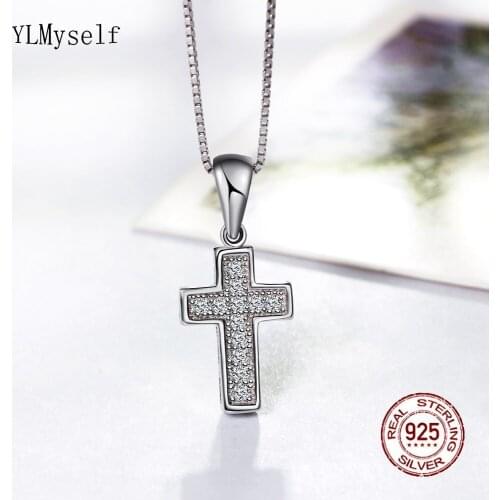 Cross Necklace Solid 925 Sterling Silver metal Small Pendant Zirconia Fast delivery 925 silver Jewelry for women