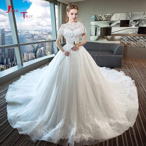 Vestidos De Novia Lace Ball Gown Wedding Dress Chapel Train Hochzeitskleid Sequined Beading Luxury Robe De Soiree De Mariage