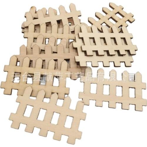 20Pcs Wooden Fairy Garden Fence Crafts Unfinished Wooden Cutout Art DIY Wood Picket Fence Mini Ornament for Dollhouse