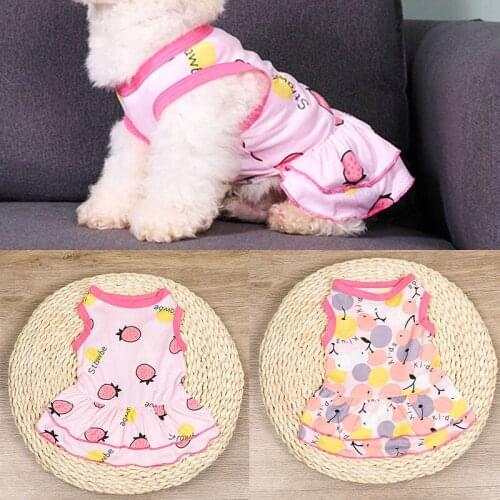 2021 Soft Summer Floral Printing Dog Dress Stretch Comfy Pet Dogs Clothes Dog Cat Costume Thin Spring Princess Dress Mini Skirt
