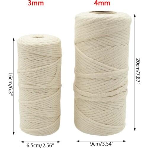 3/4mm Macrame Rope Twisted String Cotton Cord for DIY Crafts Handmade Tapestry