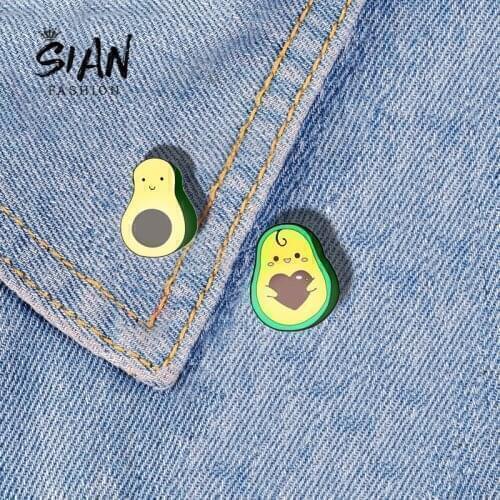 SIAN Cartoon Fruit Avocado Pins Acrylic Lovely Colorful Shrinky Resin Lapel Pin Badges Gift For Friends Cute Backpack Ornaments