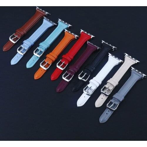 Animal Skin Genuine Leather Strap 38 40mm Brown Band Apple Watch Series 5 4 3 2 1 SE Sport Belt 40 42mm Slim Wristband