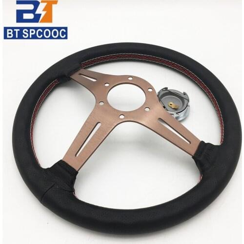 Car Leather Steering Wheel 14 Inch 350MM Rally Tuning Drift Racing Sport Steering Wheel Titanium Universal With NDlogo