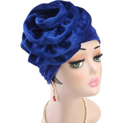 Big Flower Velour Women Hijabs Muslim Islamic Scarf Scarves Lady Hat India Cap Muslim Turban Hats Beanie Hat Hair Accessories
