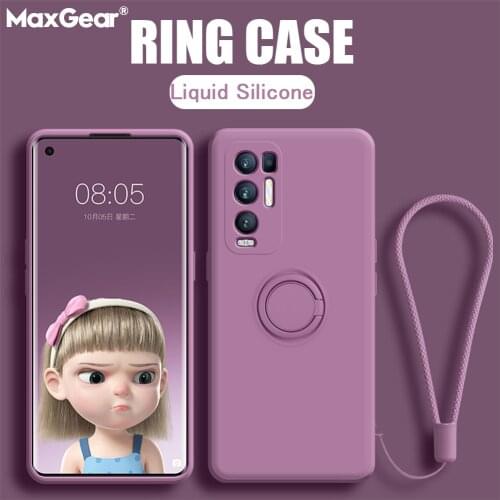 Magnetic Ring Holder Stand Case For Samsung S21 Ultra S20 FE Note 20 10 Plus A32 A42 A52 A72 5G Soft Liquid Silicone Strap Cover