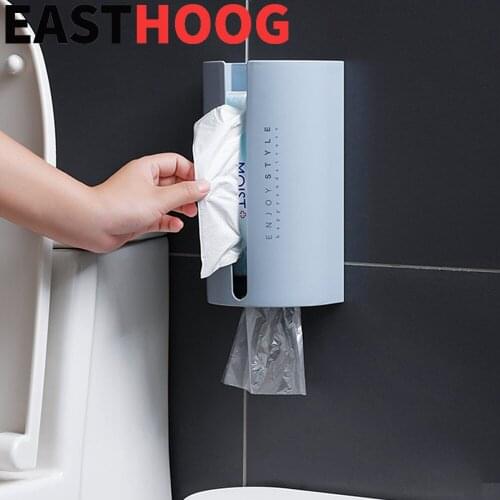 HOT Waterproof Wall Mount Toilet Paper Holder Kitchen Wall Adhesive Tissue Box Shelf Bathroom Roll Paper Trash Bag Storage Box