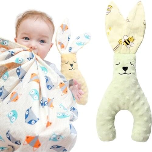 Infant Baby Sleeping Care Teether Infantino Cuddly Teether Animal Long Ears Choose Color 69HE