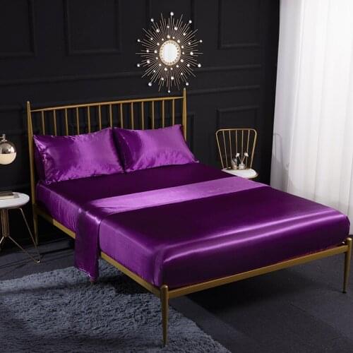 Home Ice Silk Bed Sheet Silk Satin Satin Cloth Pillowcase Imitation Silk Four-piece Bed Sheet