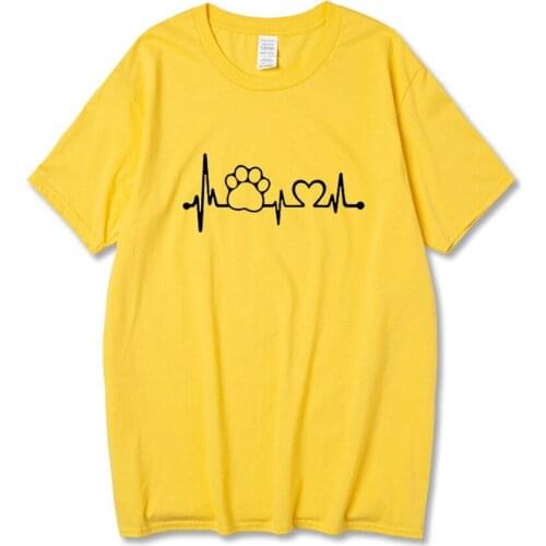 Paw Heartbeat Lifeline Tshirt Casual Tracksuit Men Women Dog Paw Printed O-Neck Short T-Shirts Top Shirts Girl Younger Love