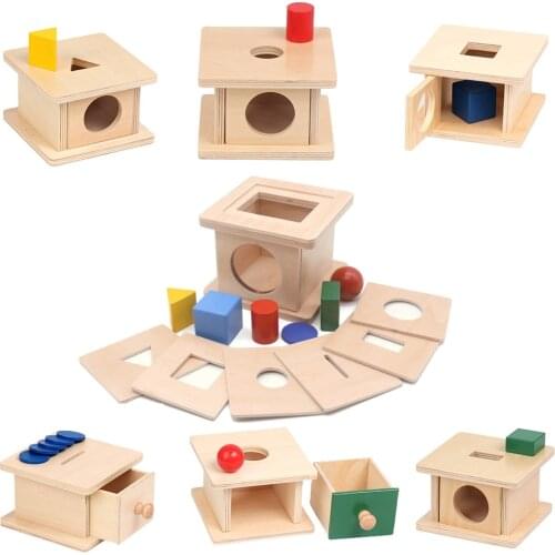 Montessori Baby 6 - 12 Months 6 In 1 Wooden Shaped Matching Game Development Toys Learning Educational Preschool Training G588T