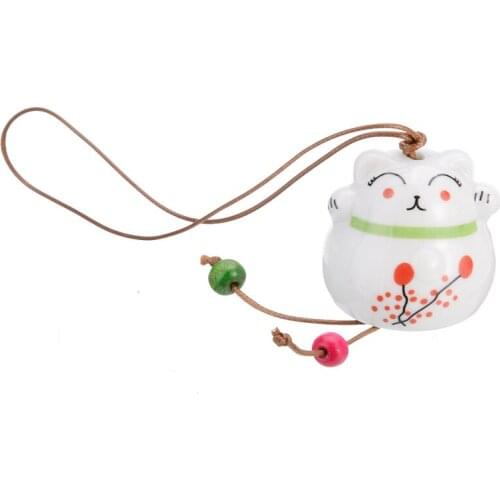Ceramic Wind Chimes Lovely Lucky Cat Pendant Wind Chimes Car Ornament Hanging Wind Chimes Miniature Home Decoration Crafts Gifts