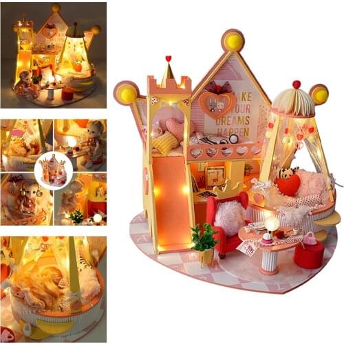 DIY Miniature Doll House Playroom Building Kit Musical Assembly Dollhouse Toy for Kids