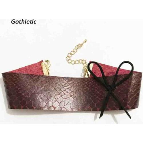 Gothletic 2019 Fashion New Snake Print Wide Ribbon Fabric Choker Necklace for Women Jewelry