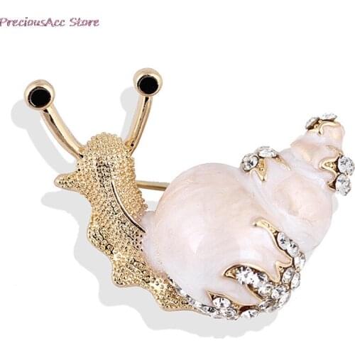 Fashion Enamel Pin High Quality for Women Snail Brooches 2 Colors Available Rhinestone Cute Small Insect Brooch