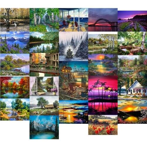 R19308 Landscape Tree Lake cross stitch kit people 18ct 14ct 11ct count canvas stitches embroidery DIY handmade needlework