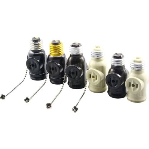 E26 Bulb Socket to 2 Outlet Adapter Light Holder Splitter with/without Pull Chain Switch for Workshop Garage Utility Room