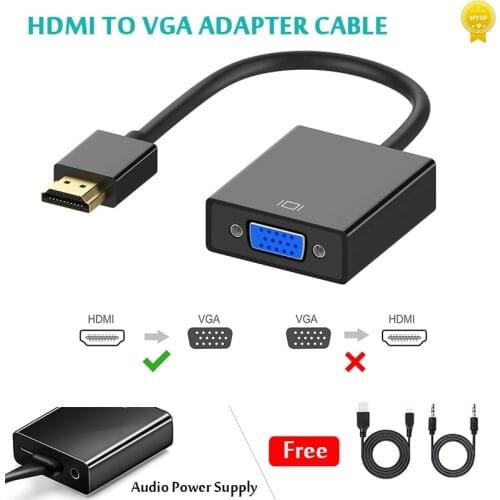 HDMI to VGA Adapter 1080P HDMI Male to VGA Female Converter With 3.5 Jack Audio Cable for Computer Xbox PS4 PC Laptop Projector