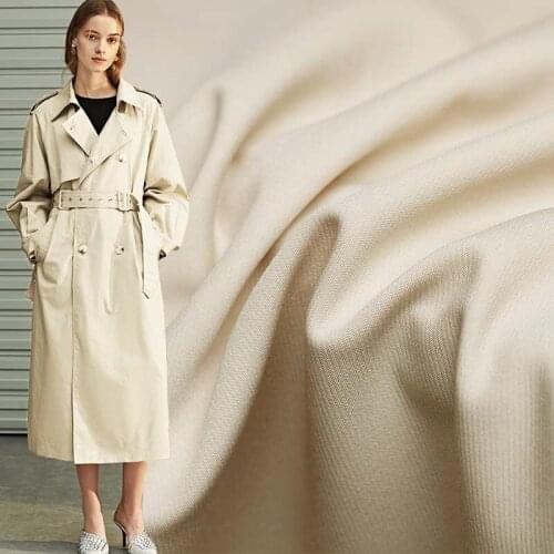 Pearlsilk Light Khaki Elastic Twill Crease Resistant Fabrics Garment Materials Autumn Windcoat Sewing Cloth Tailor Freeshipping