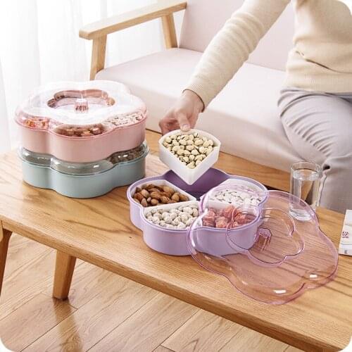 Living Room Candy Dish Plastic Dry Fruit Plates With Lid Creative Snack Plate