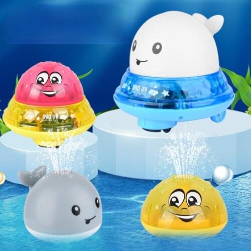 Popular Toy Electric Light and Sound Sensing Sprinkler Ball Children Playing In The Water Bath Toys Bath Water Spray Whale