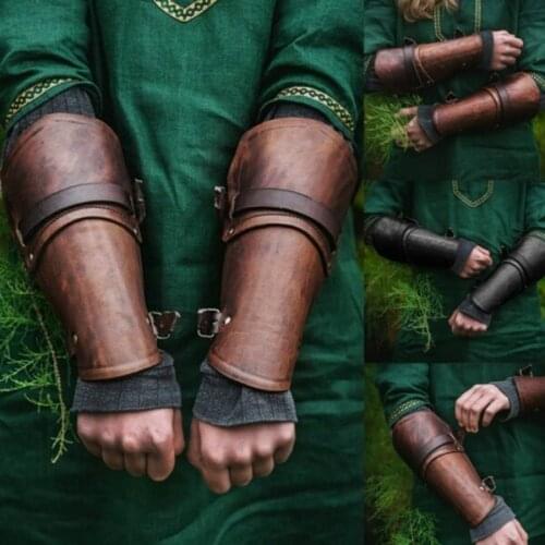 Medieval Armor Gloves Wide Cuffs Bracers Steampunk Warrior Gauntlet Renaissance Knights Templar Zelda Legend Wild Interest Leather Lace-up Wristband