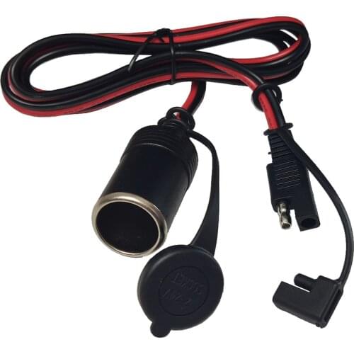 JKM Car Cigarette Lighter Socket To SAE Plug 1.5M Extension Cord 14AWG Wire For Motorcycle
