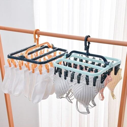 Multi-Clip Fold Hanger Household SockAiring Gadget Student Child Clip Drying Rack for Clothes Hanger Dormitory Socks Hange