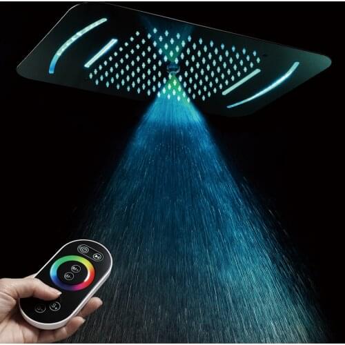 Embedded Ceiling Mounted Shower Head 58x38cm with LED Light Bathroom Shower Massage Misty Rainfall Waterfall Showerhead SUS304