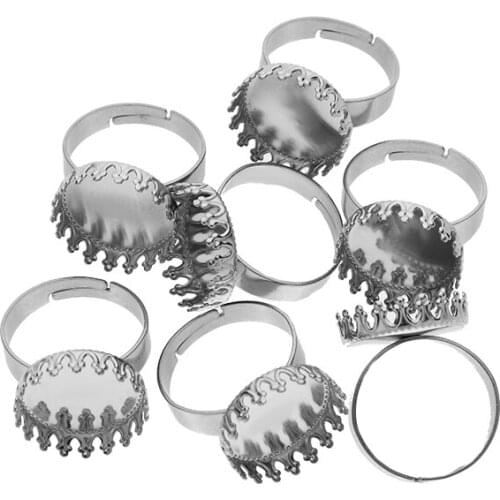 XINYAO 10pcs/lot Stainless Steel Round Beer Lid Bottom Holder Time Gem Ring Tray Adjustable Size For DIY Jewelry Findings