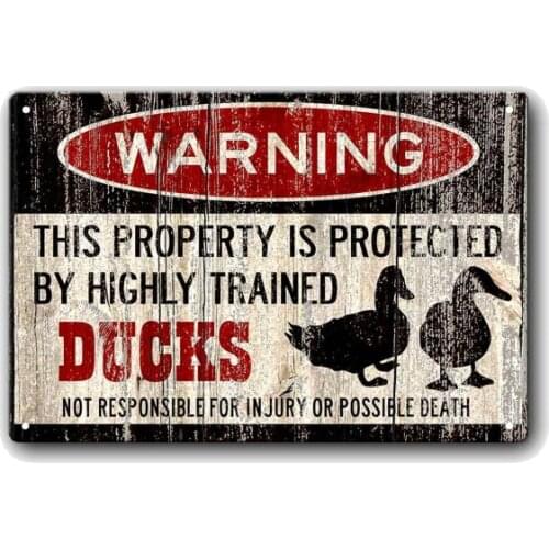 Funny Duck Sign Duck Warning Sign Vintage Tin Metal Sign Bar Club Cafe Garage Wall Decor Farm Decor Art