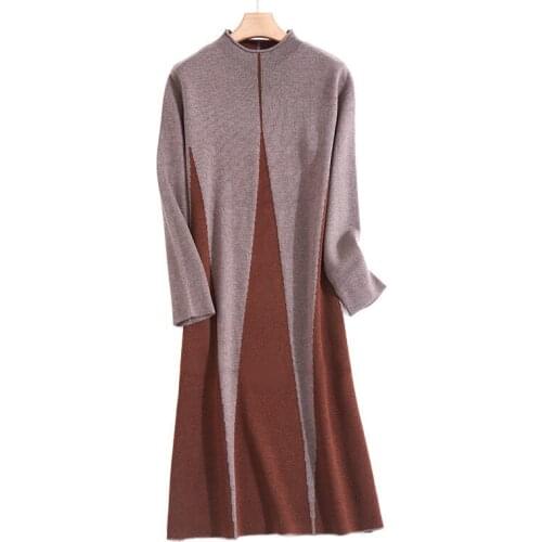 New Spring Autumn Womens Knitted Long Dress Patchwork Plus Size Female Sweaters Winter Bottoming Loose Turtleneck Lady Pullover